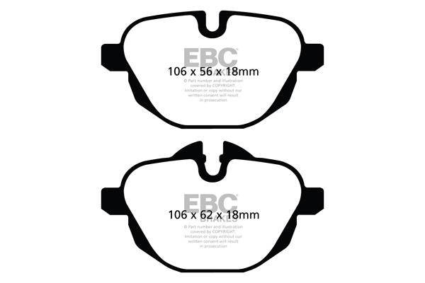 EBC BMW F10 G11 G30 G31 Redstuff Sport Rear Brake Pads - TRW Caliper (Inc. 535i, 530ix, 630i GT & 730i)