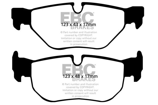 EBC BMW E81 E87 E90 E91 Bluestuff NDX Trackday Rear Brake Pads - ATE Caliper (Inc. 130i, 318i, 320i & Alpina D3)