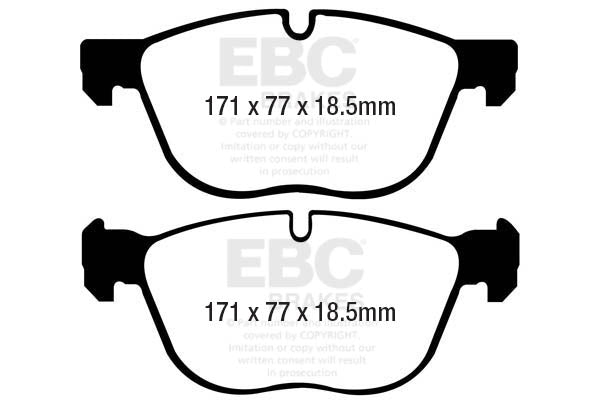 EBC BMW F26 F15 E70 E71 Yellowstuff Street and Track Front Brake Pads (Inc. X4 M40i, X5 30i, X6 35i & X6 30d) - ATE Caliper