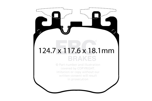 EBC BMW Rolls Royce Yellowstuff Street and Track Front Brake Pads - Brembo Calliper (Inc. G20 M340ix, G30 M550ix, M760i & M850i)