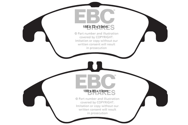 EBC Mercedes-Benz W/S/C204 W/S212 C218 Yellowstuff Street and Track Front Brake Pads - TRW Caliper (C280, E250, SLC200 & SLK350)