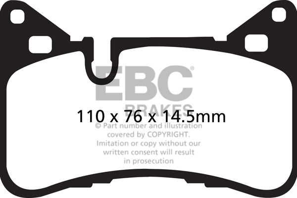 EBC Mercedes-Benz W/S204 C/X218 W/S212 Yellowstuff Street and Track Rear Brake Pads - ATE Caliper (C63 AMG, CLS63 AMG & E63 AMG)