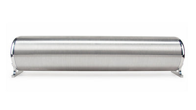 28" FLO Tank - (2) 1/4", (2) 3/8", (1) 1/8" end ports, & (1) 1/8" drain port - 28"L x 6" D x 6 3/4"H - Raw end caps with brushed tube (Includes two mounting brackets)