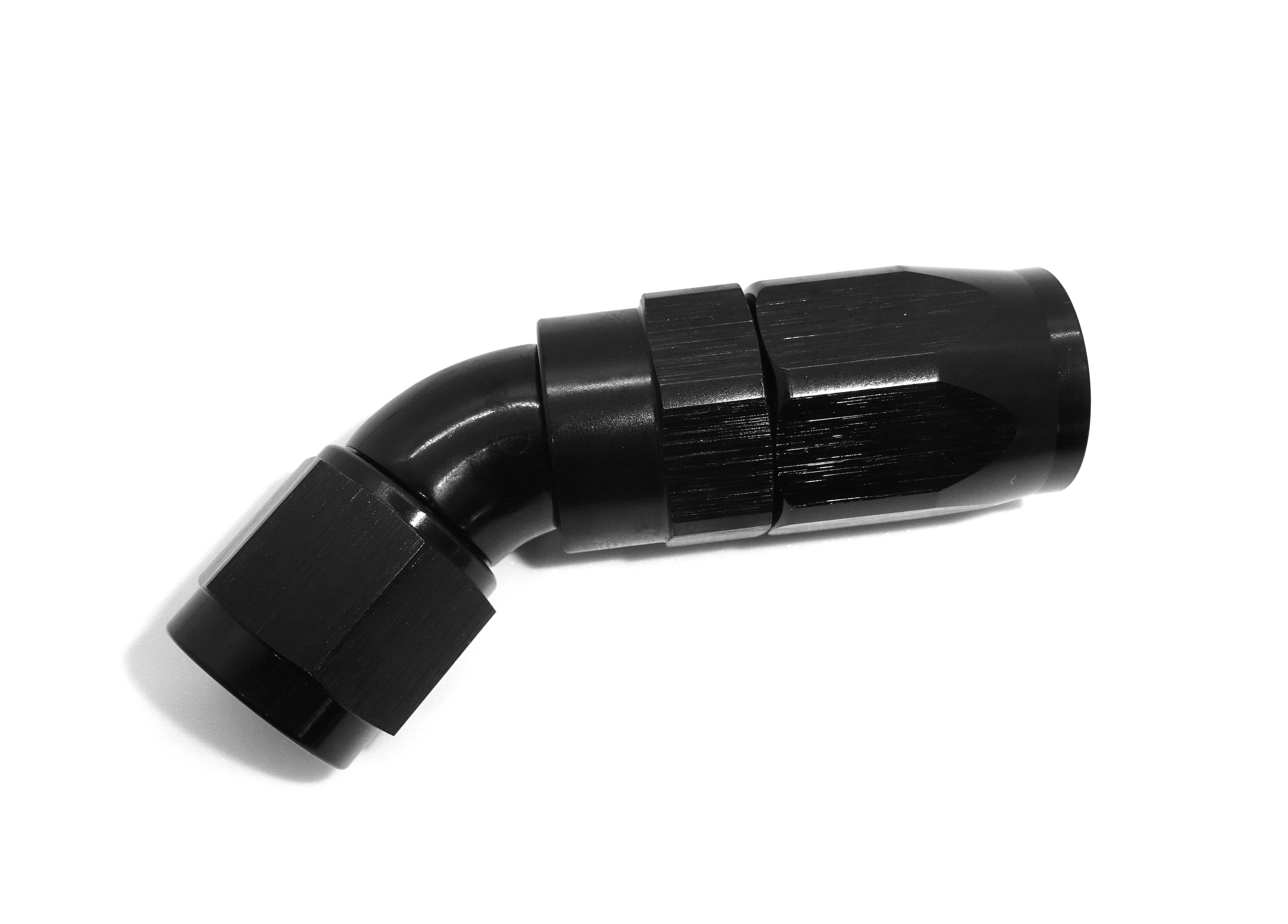 45 Degree 1 Piece Swivel Hose End Hard Anodised