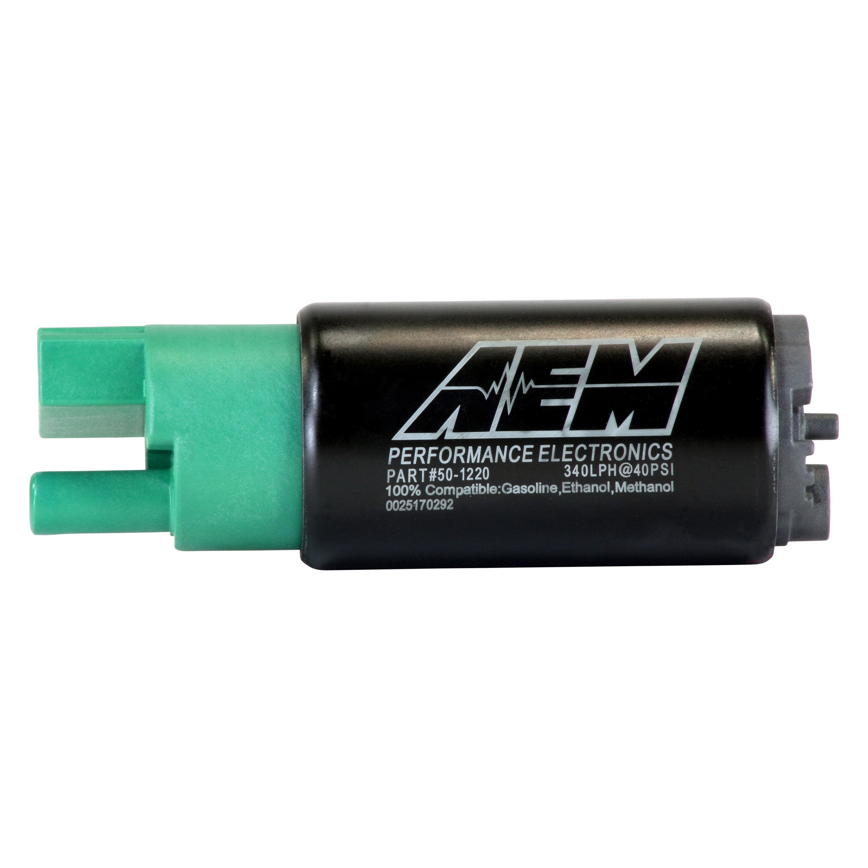 AEM 340LPH E85-Compatible High Flow In-Tank Fuel Pump 65mm Short Offset Inlet Inline
