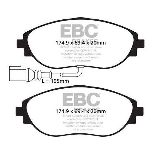 EBC Audi Seat Skoda Volkswagen Redstuff Sport Front Brake Pads - TRW Caliper (Inc. 8S TT, 8V S3, MK7 Golf GTI & B7 Passat)