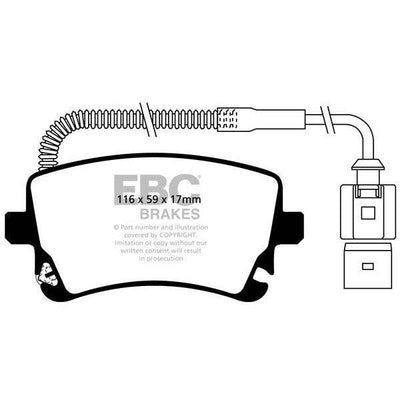 EBC Audi Volkswagen Redstuff Sport Rear Brake Pads - TRW Caliper (Inc. C6 A4, D3 A8, B7 RS4 & Phaeton)