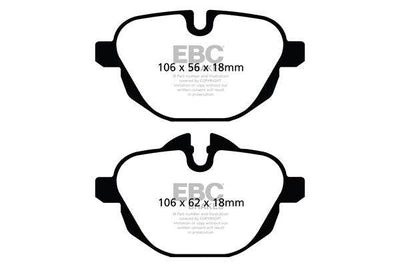 EBC BMW F10 G11 G30 G31 Redstuff Sport Rear Brake Pads - TRW Caliper (Inc. 535i, 530ix, 630i GT & 730i)