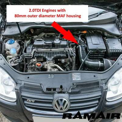 Performance RamAir Foam Air Filter & Heat Shield Induction Kit – Audi, Seat & VW 1.9 & 2.0 TDI – MK5 & MK6 Golf, Leon, A3
