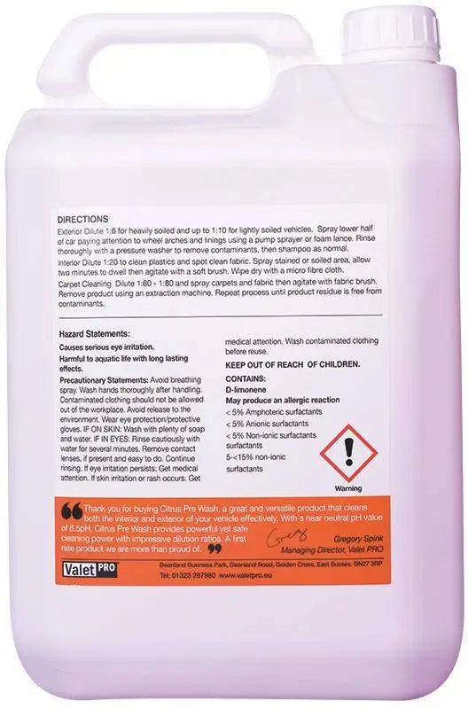 Valet Pro Citrus Pre Wash 5L