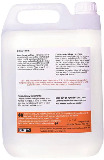 ValetPro pH Neutral Snow Foam 5L