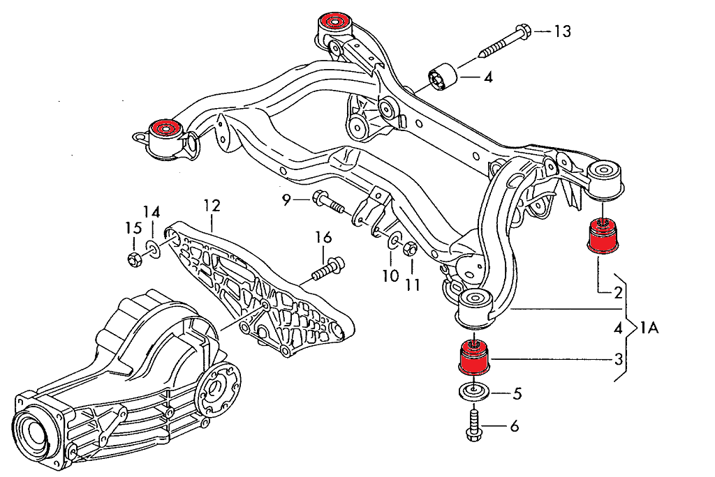 Verkline Rear Aluminium Subframe Bushings Audi B6/B7