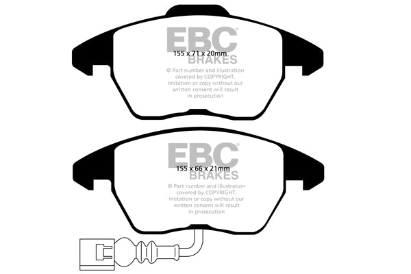 EBC Audi 8X 8J Yellowstuff Street and Track Front Brake Pads - ATE Caliper (A1, S1 & TT)