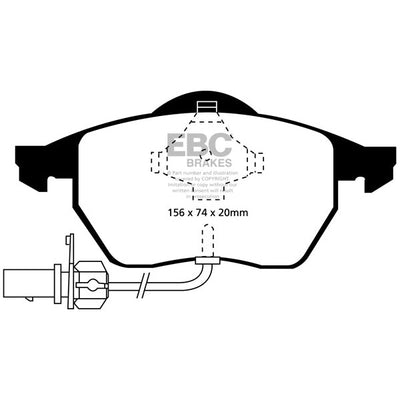 EBC Audi Ford Volkswagen Yellowstuff Street and Track Front Brake Pads - ATE Caliper (Inc. B5 A4, C5 A6, MK1 Galaxy & B5 Passat)