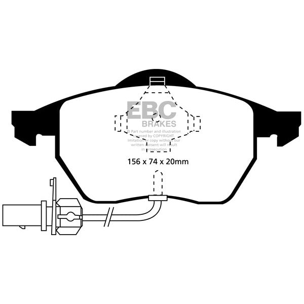 EBC Audi Ford Volkswagen Yellowstuff Street and Track Front Brake Pads - ATE Caliper (Inc. B5 A4, C5 A6, MK1 Galaxy & B5 Passat)
