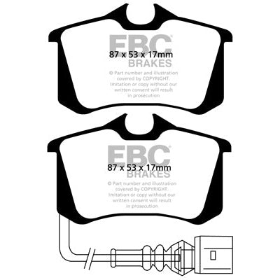EBC Audi Seat Skoda Volkswagen Yellowstuff Street and Track Rear Brake Pads - ATE Caliper (Inc. 8P A3, Altea, 1Z Octavia & MK6 Golf)
