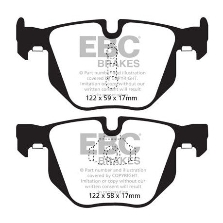 EBC BMW E70 E71 F15 F16 Yellowstuff Street and Track Rear Brake Pads - ATE Calliper (Inc. X5 30i, X5 35d, X6 35i & X6 40d)
