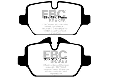 EBC BMW E81 E87 E90 E91 Yellowstuff Street and Track Rear Brake Pads - TRW Caliper (Inc. 116i, 118i, 120i & 320i)