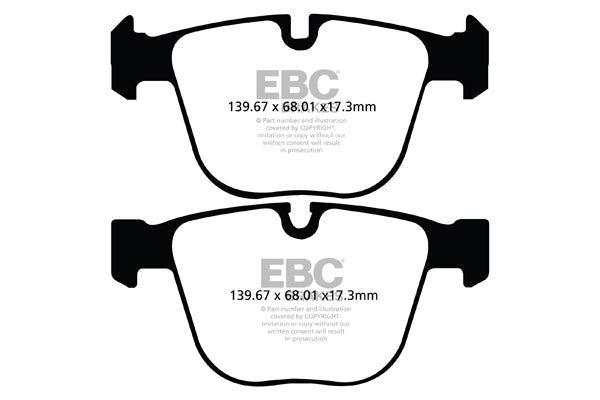 EBC BMW F01 F02 F04 F07 Yellowstuff Street and Track Rear Brake Pads - ATE Caliper (Inc. 520i GT, 550i GT, 760i & ActiveHybrid 7)