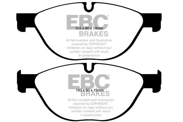 EBC BMW F01 F02 F07 F06 Yellowstuff Street and Track Front Brake Pads (Inc. 520i GT, 640i, 730i & ALPINA) - ATE Caliper