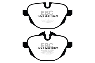 EBC BMW F10 G01 G11 G31 Yellowstuff Street and Track Rear Brake Pads - TRW Caliper (Inc. 535i, 530ix, 630i GT & 730i)