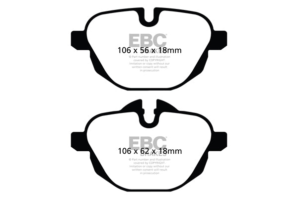 EBC BMW F10 G01 G11 G31 Yellowstuff Street and Track Rear Brake Pads - TRW Caliper (Inc. 535i, 530ix, 630i GT & 730i)