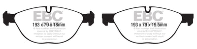 EBC BMW F15 E70 E71 Yellowstuff Street and Track Front Brake Pads - ATE Caliper (Inc. X5 35d, X5 48i, X6 35i & X6 35d)