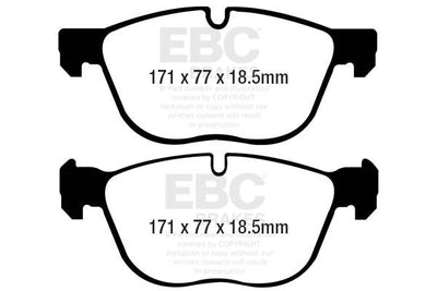 EBC BMW F26 F15 E70 E71 Yellowstuff Street and Track Front Brake Pads (Inc. X4 M40i, X5 30i, X6 35i & X6 30d) - ATE Caliper