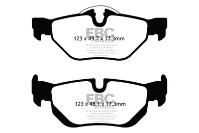 EBC BMW F81 E84 E90 E92 Yellowstuff Street and Track Rear Brake Pads - ATE Caliper (Inc. 130i, 325ix, 325i & X1 25i)