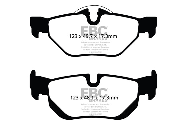 EBC BMW F81 E84 E90 E92 Yellowstuff Street and Track Rear Brake Pads - ATE Caliper (Inc. 130i, 325ix, 325i & X1 25i)