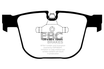 EBC BMW Rolls Royce E60 E63 E65 E90 Yellowstuff Street and Track Rear Brake Pads - ATE Caliper (Inc. 550i, 650i, 750i & M3)