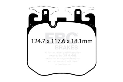 EBC BMW Rolls Royce Yellowstuff Street and Track Front Brake Pads - Brembo Calliper (Inc. G20 M340ix, G30 M550ix, M760i & M850i)
