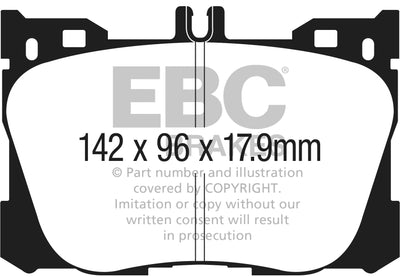 EBC Mercedes-Benz W/S/A205 C257 W/S213 X253 Yellowstuff Street and Track Front Brake Pads - Brembo Calliper (Inc. C43 AMG, CLS450, E43 AMG & GLC43 AMG)