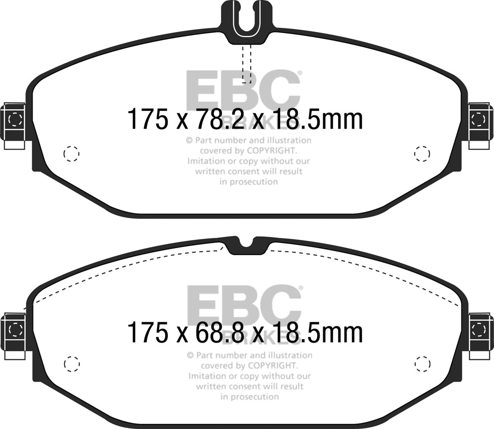 EBC Mercedes-Benz W/S/C/A205 C257 W/S213 A/C238 Yellowstuff Street and Track Front Brake Pads - TRW Caliper (Inc. C400, C350, E300 & E250)