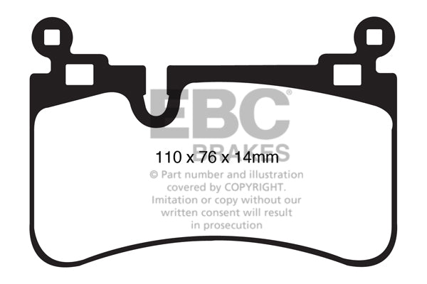 EBC Mercedes-Benz W/S/C204 C219 W/T211 R230 Yellowstuff Street and Track Rear Brake Pads - Brembo Caliper (Inc. C63 AMG, CLS63 AMG, E63 AMG & SL65 AMG)