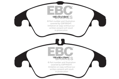 EBC Mercedes-Benz W/S/C204 W/S212 C218 Yellowstuff Street and Track Front Brake Pads - TRW Caliper (C280, E250, SLC200 & SLK350)