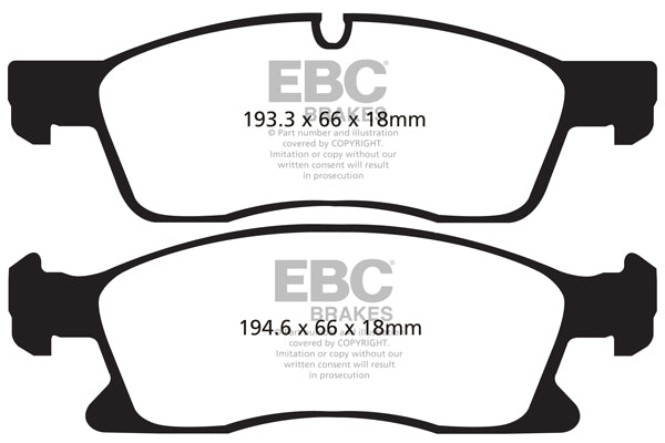 EBC Mercedes W/X166 C292 Yellowstuff Street and Track Front Brake Pads (Inc. GL350 GL400, GLS350 & ML400) - ATE Caliper